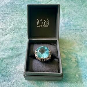 John Hardy silver and 18k gold blue topaz cocktail ring.